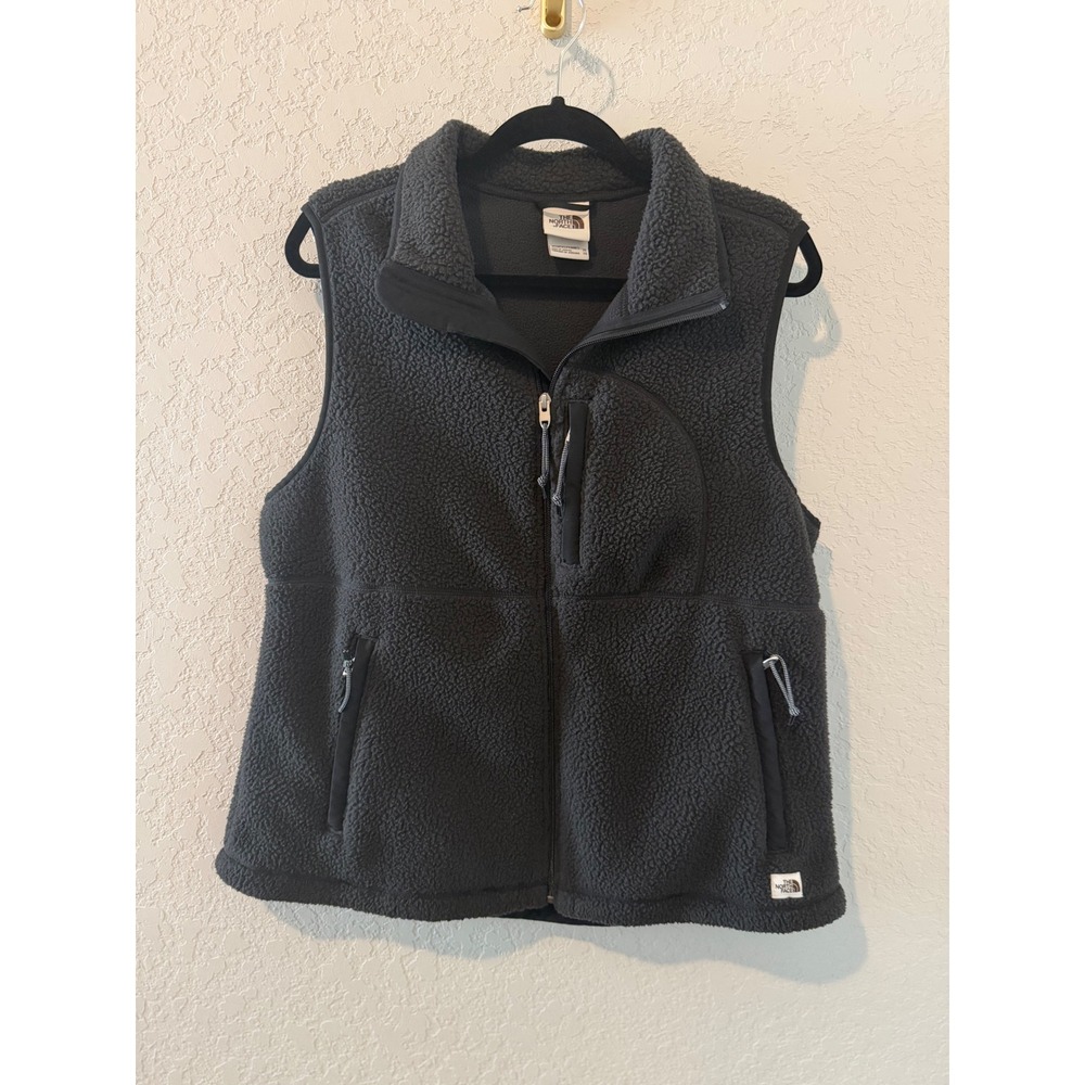 The North Face Denali Sherpa Fleece Vest Womens XL Black Full Zip